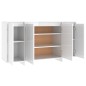 vidaXL Aparador de madera contrachapada blanco brillante 135x41x75 cm vidaXL Aparador de madera contrachapada blanco brillante 135x41x75 cm