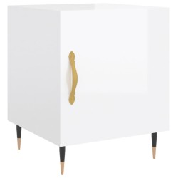 vidaXL Mesita de noche madera de ingeniería blanco brillo 40x40x50 cm