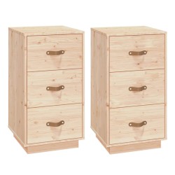 vidaXL Mesitas de noche 2 uds madera maciza de pino 40x40x75 cm