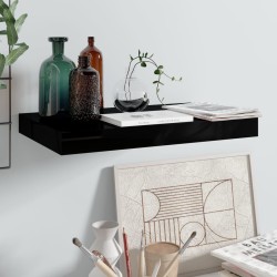 vidaXL Estante flotante de pared negro brillante MDF 40x23x3,8 cm