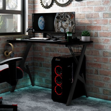vidaXL Escritorio gaming con patas en forma de Y negro 110x60x75 cm