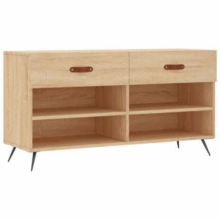 vidaXL Banco zapatero madera de ingeniería roble Sonoma 102x35x55 cm