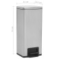 vidaXL Cubo basura con pedal antihuellas 30L acero inoxidable plateado vidaXL Cubo basura con pedal antihuellas 30L acero inoxidable plateado