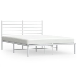 vidaXL Estructura de cama de metal con cabecero blanca 135x190 cm