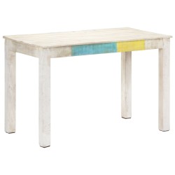 vidaXL Mesa de comedor  madera maciza de mango blanca 120x60x76 cm