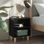 vidaXL Mesita de noche con patas madera negro brillo 40x30x50 cm vidaXL Mesita de noche con patas madera negro brillo 40x30x50 cm