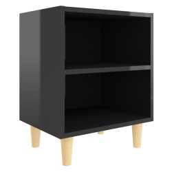 vidaXL Mesita de noche con patas madera negro brillo 40x30x50 cm
