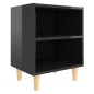 vidaXL Mesita de noche con patas madera negro brillo 40x30x50 cm vidaXL Mesita de noche con patas madera negro brillo 40x30x50 cm