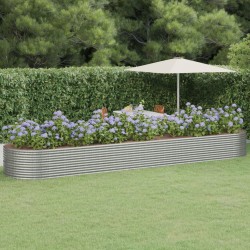 vidaXL Jardinera arriate acero recubrimiento polvo plata 584x140x68 cm
