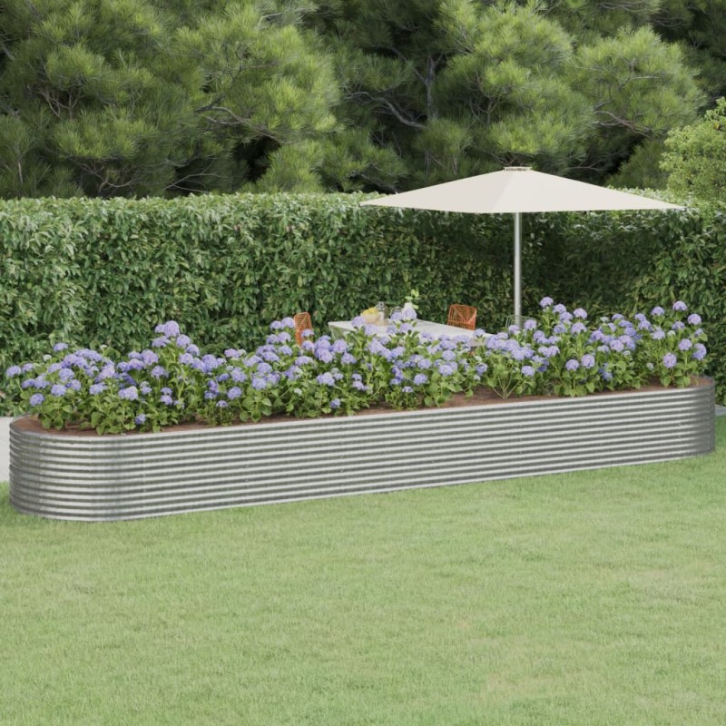 vidaXL Jardinera arriate acero recubrimiento polvo plata 584x140x68 cm