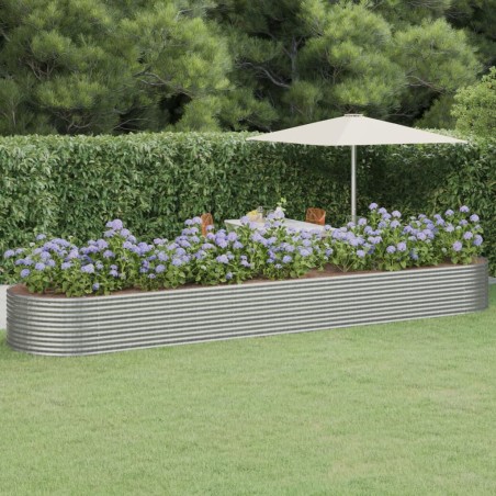 vidaXL Jardinera arriate acero recubrimiento polvo plata 584x140x68 cm