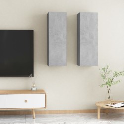 vidaXL Muebles para TV 2 uds contrachapada gris hormigón 30,5x30x90 cm