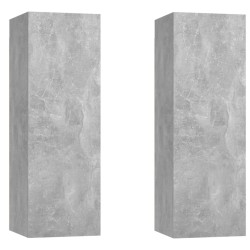 vidaXL Muebles para TV 2 uds contrachapada gris hormigón 30,5x30x90 cm