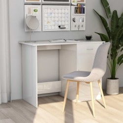 vidaXL Escritorio de madera contrachapada blanco brillo 100x50x76 cm