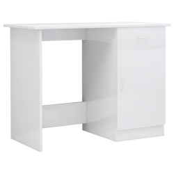 vidaXL Escritorio de madera contrachapada blanco brillo 100x50x76 cm