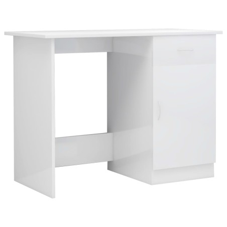 vidaXL Escritorio de madera contrachapada blanco brillo 100x50x76 cm