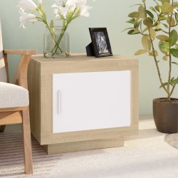 vidaXL Mesa de centro madera contrachapada blanco y Sonoma 51x50x45 cm