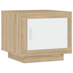 vidaXL Mesa de centro madera contrachapada blanco y Sonoma 51x50x45 cm