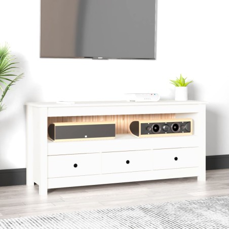 vidaXL Mueble para TV de madera maciza de pino blanco 114x35x52 cm