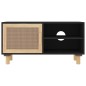 vidaXL Mueble para TV madera maciza pino y ratán natural 80x30x40 cm