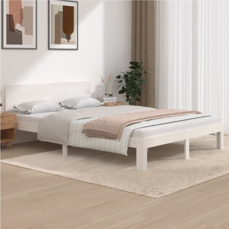 vidaXL Estructura de cama madera maciza de pino blanco 140x200 cm