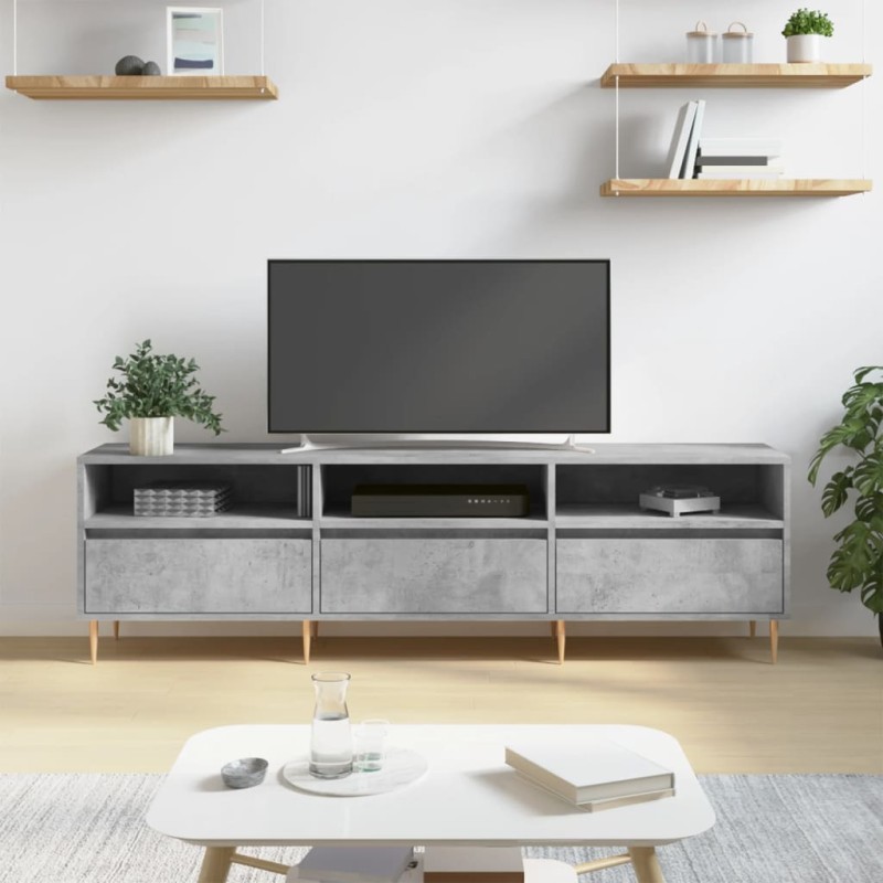 vidaXL Mueble de TV madera contrachapada gris hormigón 150x30x44,5 cm vidaXL Mueble de TV madera contrachapada gris hormigón 150x30x44,5 cm