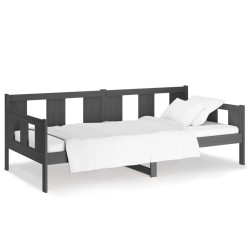 vidaXL Sofá cama madera maciza de pino gris 90x200 cm