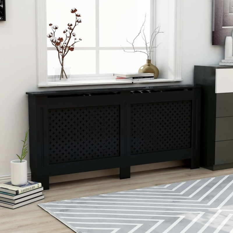 vidaXL Cubierta para radiador MDF negro 172x19x81,5 cm vidaXL Cubierta para radiador MDF negro 172x19x81,5 cm