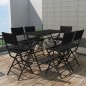vidaXL Set comedor de jardín plegable 7 pzas poli ratán y acero negro vidaXL Set comedor de jardín plegable 7 pzas poli ratán y acero negro