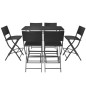 vidaXL Set comedor de jardín plegable 7 pzas poli ratán y acero negro vidaXL Set comedor de jardín plegable 7 pzas poli ratán y acero negro