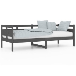 vidaXL Sofá cama madera maciza de pino gris 80x200 cm