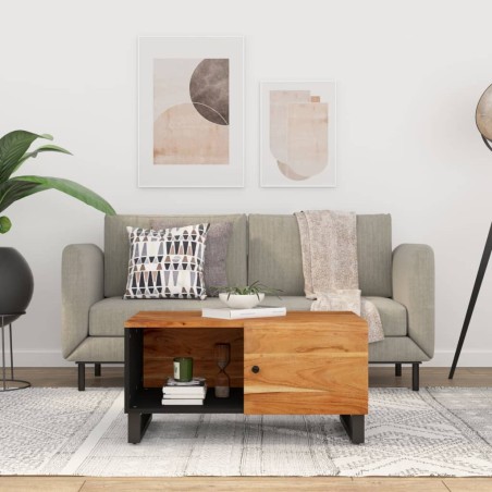 vidaXL Mesa de centro madera maciza acacia y contrachapada 80x50x40 cm