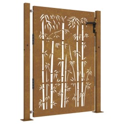vidaXL Puerta de jardín acero corten diseño bambú 105x130 cm