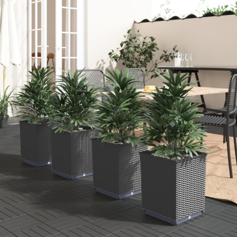 vidaXL Jardineras 4 uds polipropileno negro 30x30x37 cm vidaXL Jardineras 4 uds polipropileno negro 30x30x37 cm