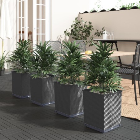 vidaXL Jardineras 4 uds polipropileno negro 30x30x37 cm