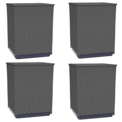 vidaXL Jardineras 4 uds polipropileno negro 30x30x37 cm