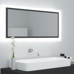 vidaXL Espejo de baño LED acrílico gris 100x8,5x37 cm