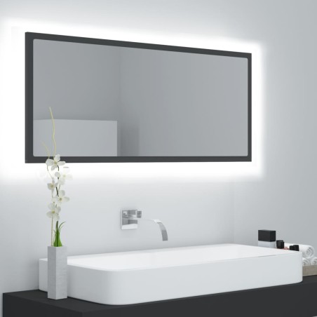 vidaXL Espejo de baño LED acrílico gris 100x8,5x37 cm