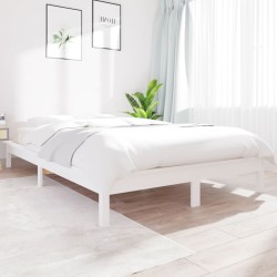 vidaXL Estructura de cama de madera maciza de pino blanco 140x190 cm