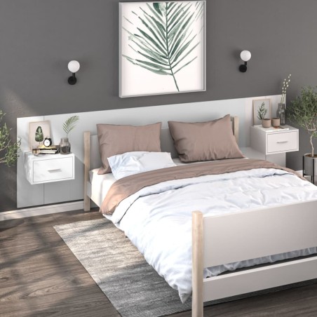 vidaXL Mesitas de noche de pared 2 unidades blancas