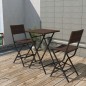vidaXL Mesa y sillas de jardín plegables 3 pzs acero poli ratán marrón vidaXL Mesa y sillas de jardín plegables 3 pzs acero poli ratán marrón