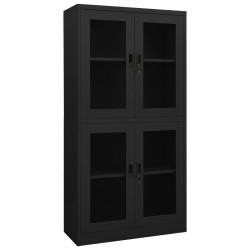 vidaXL Armario oficina acero y vidrio templado antracita 90x40x180 cm