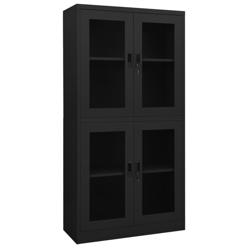 vidaXL Armario oficina acero y vidrio templado antracita 90x40x180 cm vidaXL Armario oficina acero y vidrio templado antracita 90x40x180 cm