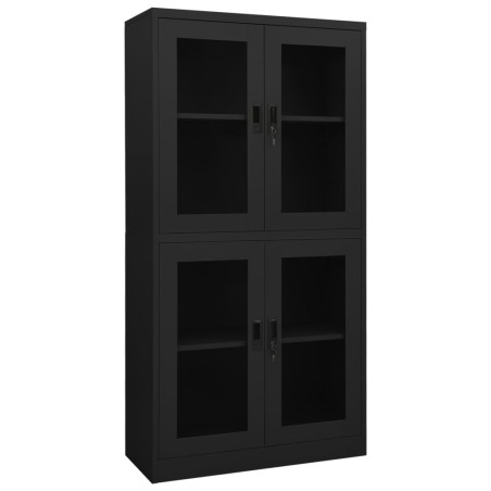 vidaXL Armario oficina acero y vidrio templado antracita 90x40x180 cm