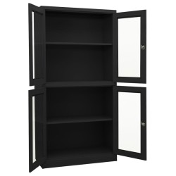 vidaXL Armario oficina acero y vidrio templado antracita 90x40x180 cm