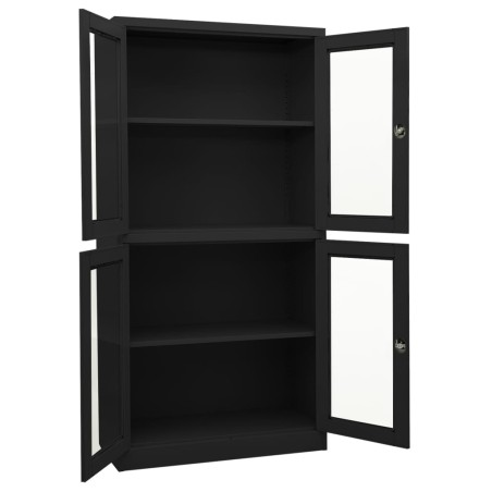 vidaXL Armario oficina acero y vidrio templado antracita 90x40x180 cm