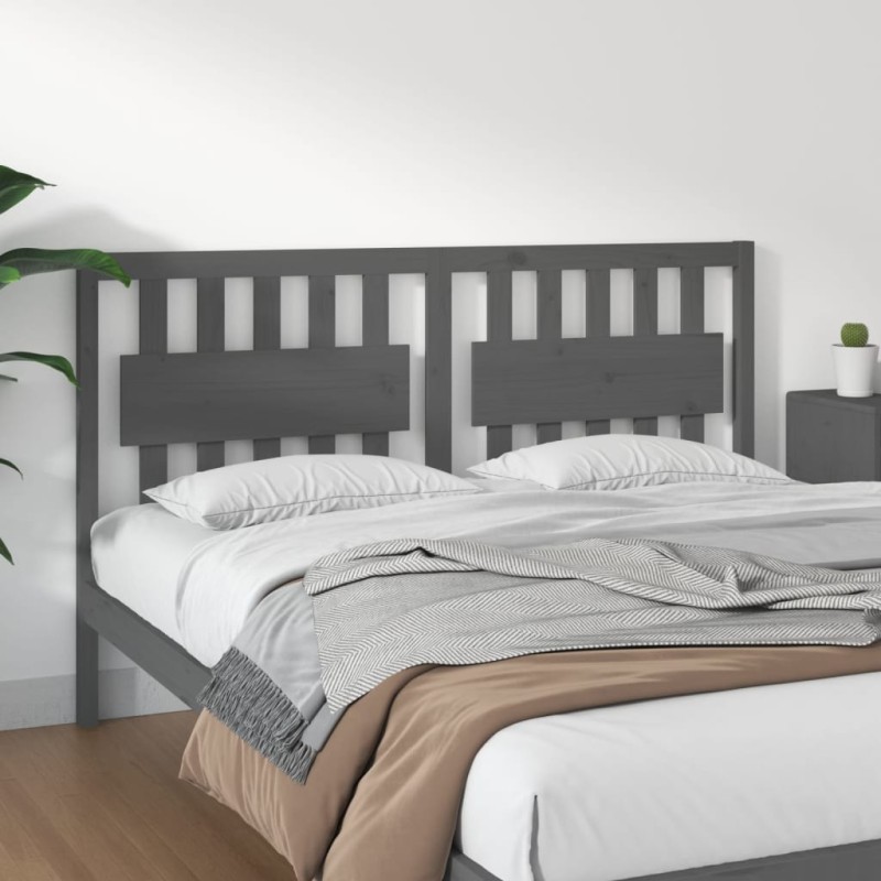 vidaXL Cabecero de cama madera maciza de pino gris 165,5x4x100 cm vidaXL Cabecero de cama madera maciza de pino gris 165,5x4x100 cm
