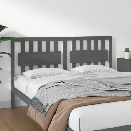 vidaXL Cabecero de cama madera maciza de pino gris 165,5x4x100 cm