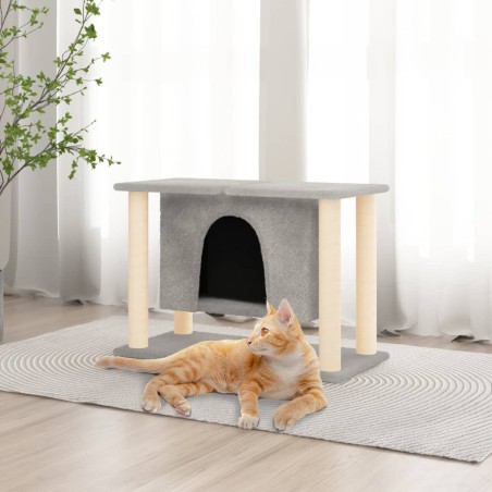 vidaXL Rascador para gatos con postes de sisal gris claro 190 cm