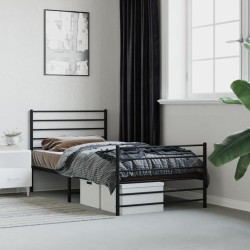 vidaXL Estructura de cama con cabecero y estribo metal negro 100x190cm